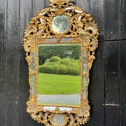 Louis XV style mirror with parecloses in gilded wood, early 19th century, Empire A