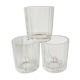Three Art-Deco crystal whiskey glasses with cut sides