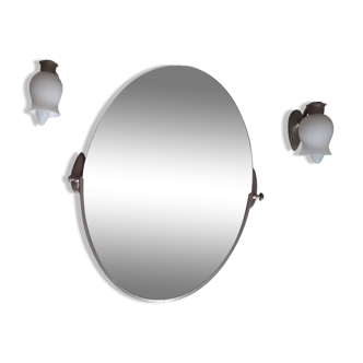 Oval mirror + wall lights