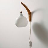 MK10987 Teak and glass wall lamp by Uno & Östen Kristiansson for Luxus