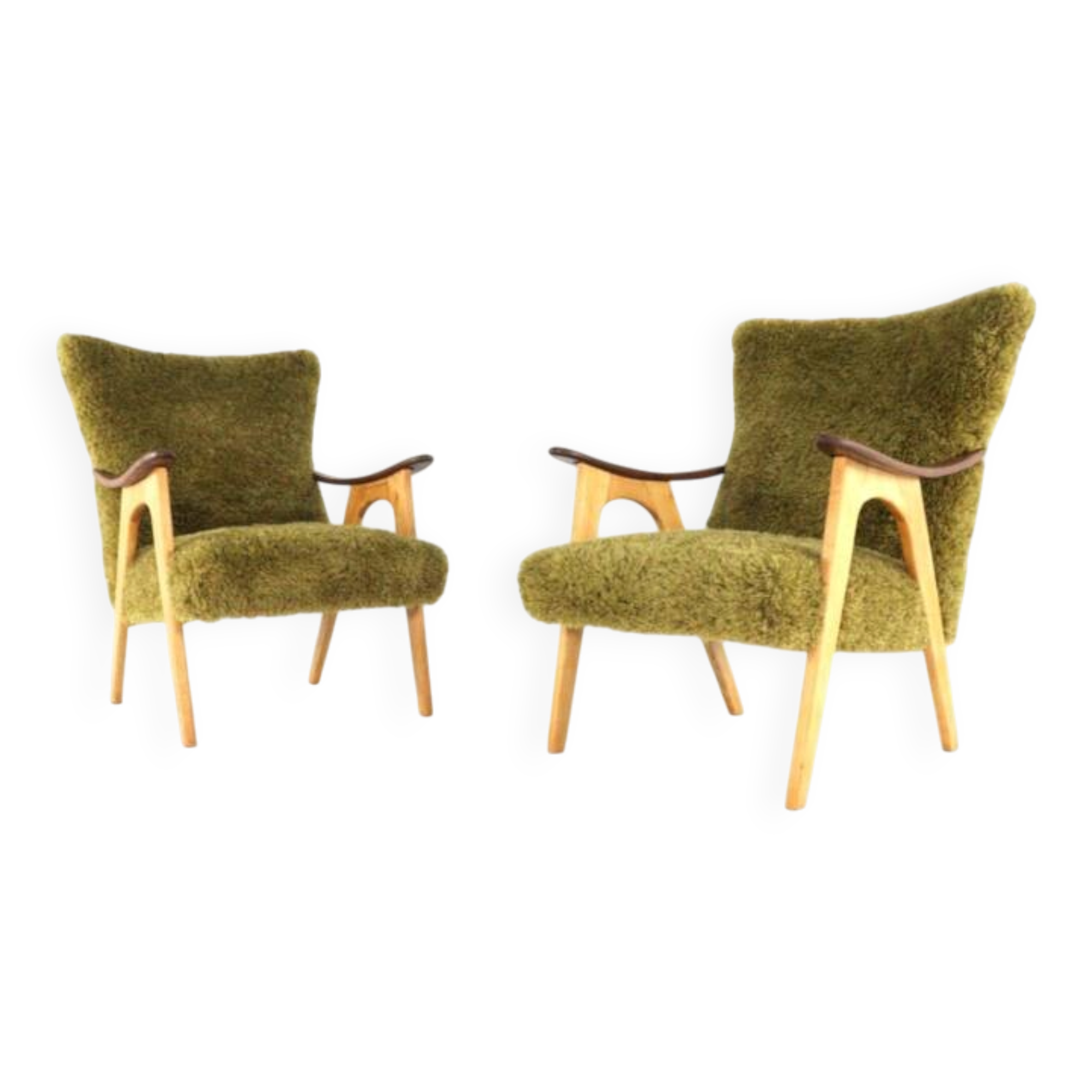 Two tone doodle armchair 'Wing'  fully restored unique upholstery wingback