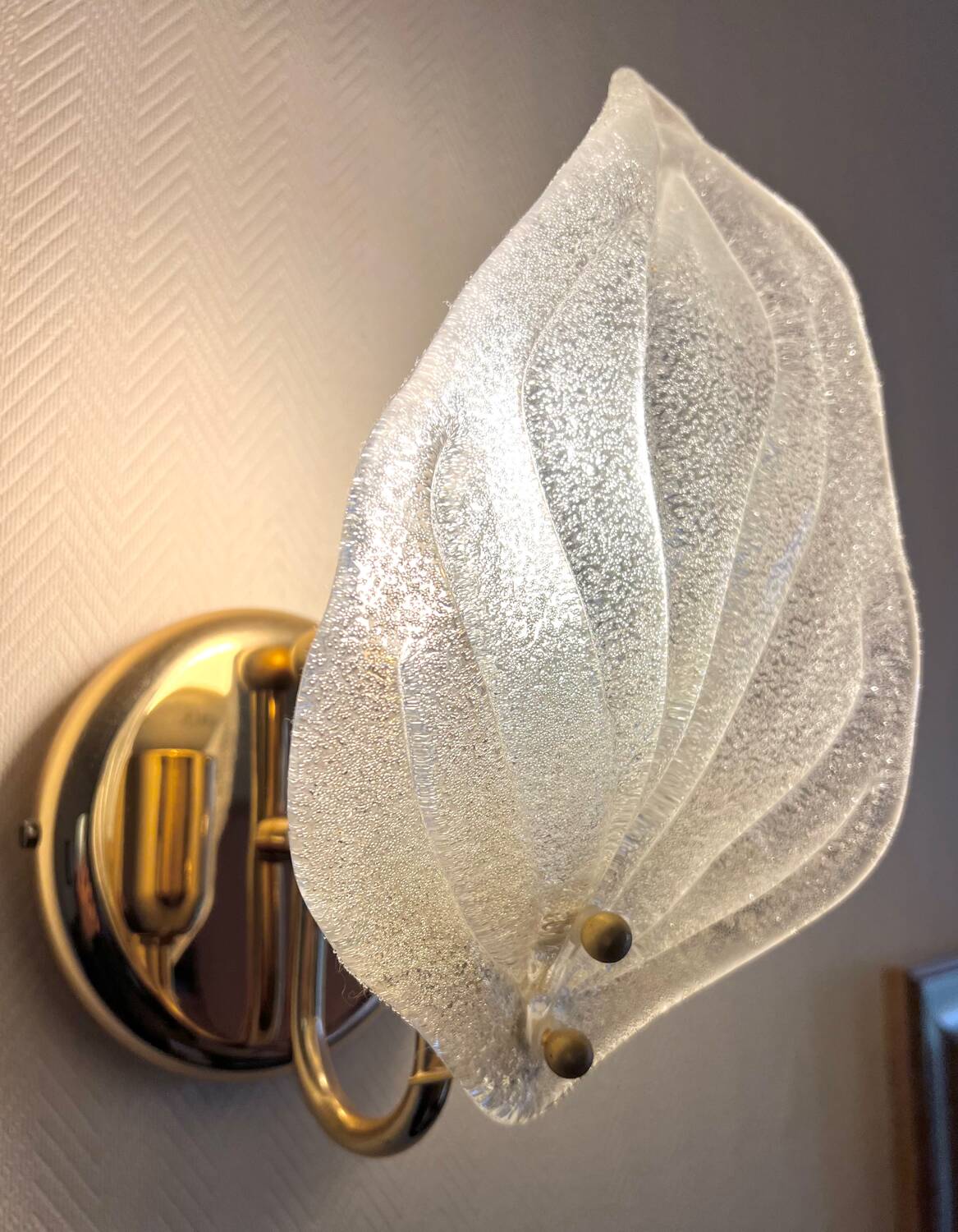 Murano Murano glass leaf wall lights 2 pairs offered.