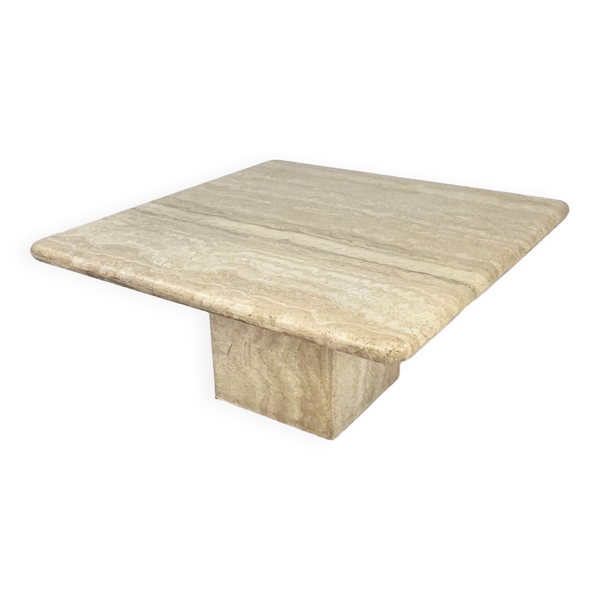 Table basse en travertin italien vintage, années 1970