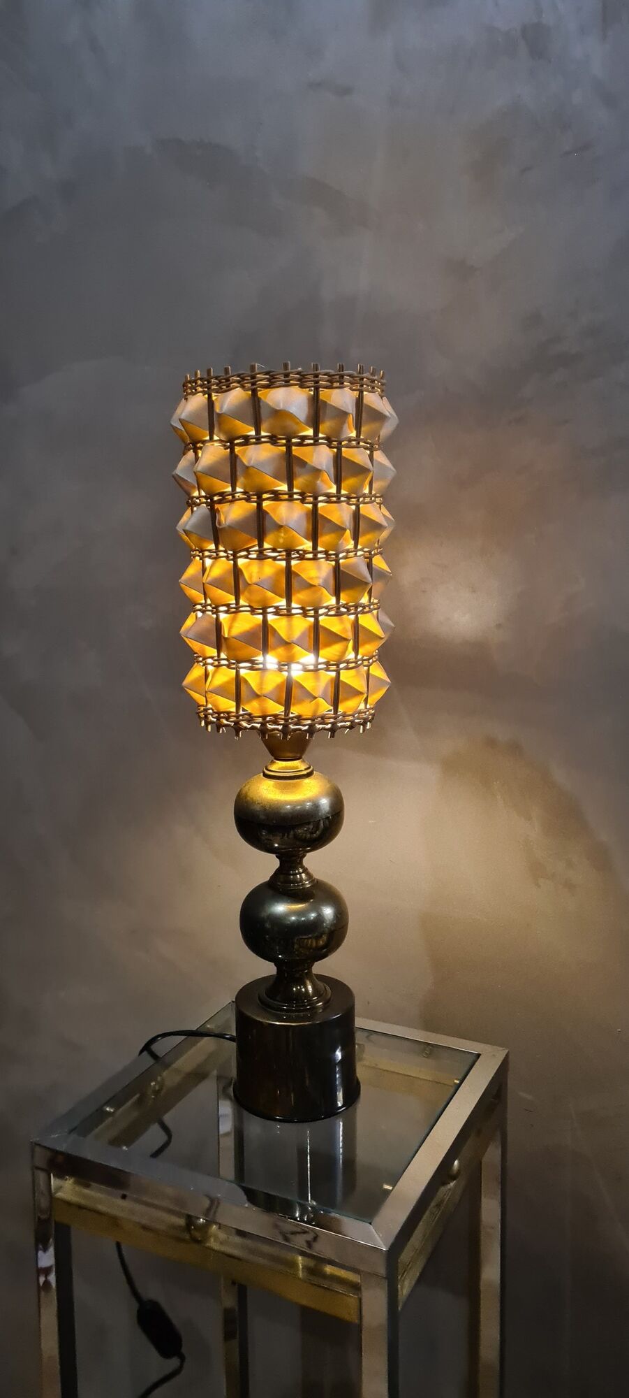 Lampe de style barbier, laiton et bronze  1960/75