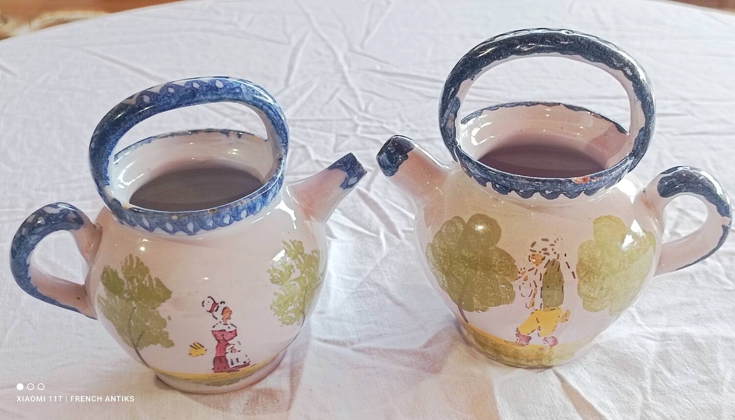 2 small ceramic water jugs from the Charentes region.