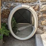 Grand miroir ovale bois peint décoration scandinave campagne brocante slow