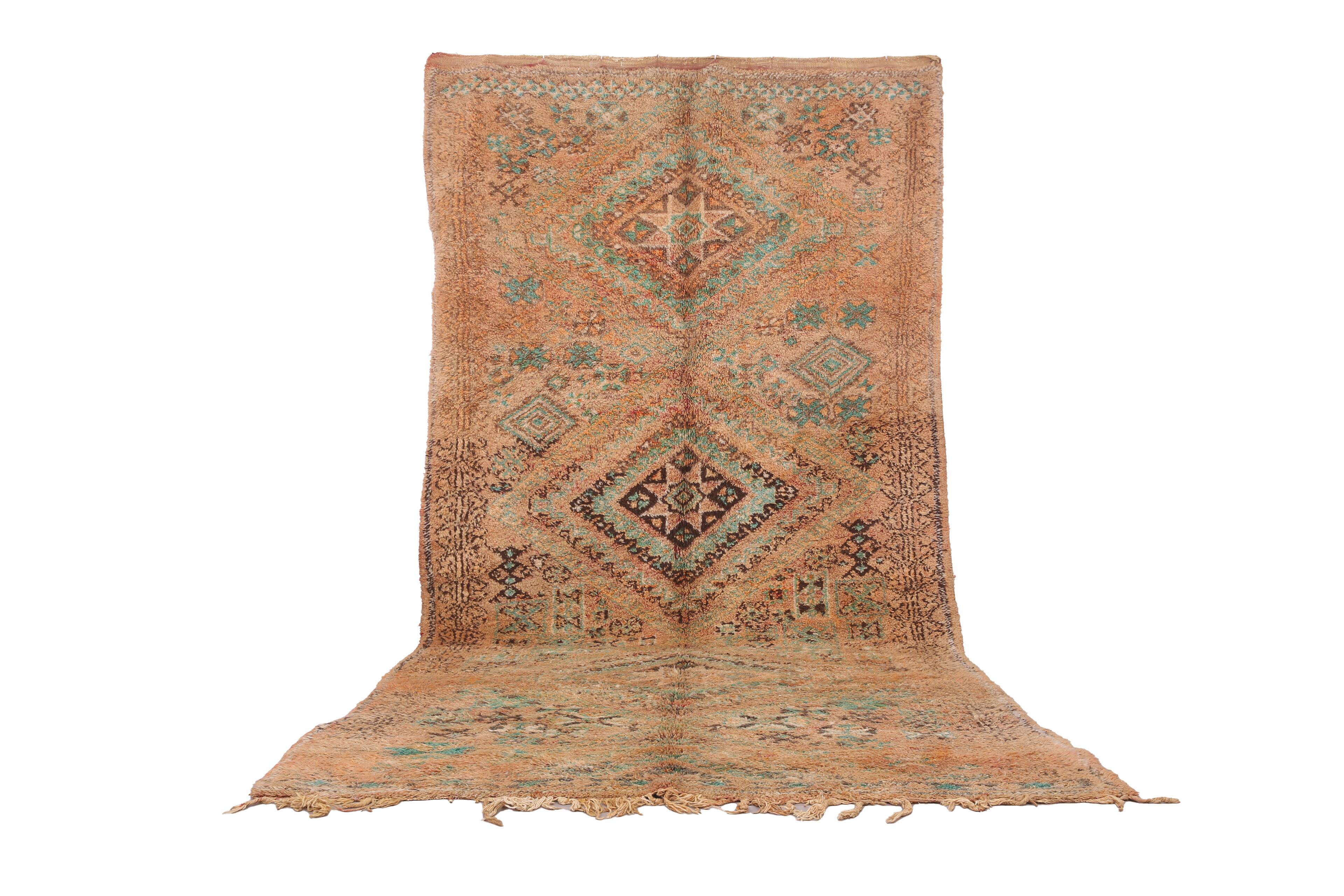 Peach Vintage Boujaad Rug 181 x 366 cm - Antique Rug - Berber wool rug