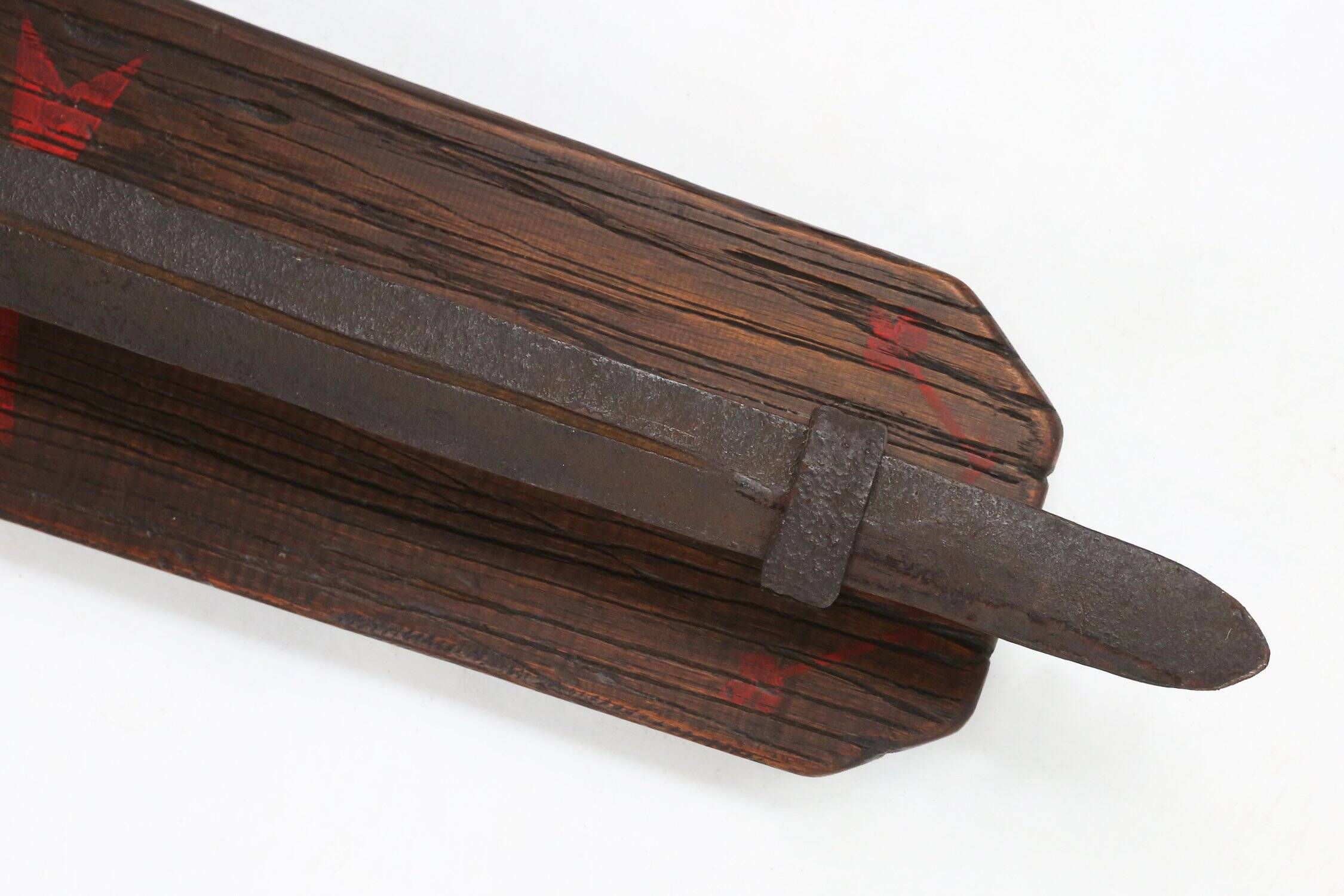 French 20th Century Large Wrought‑Iron Medieval Revival Wall Lamp with Swor