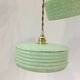 Pair of Art Deco pendant lamps in green Clichy glass