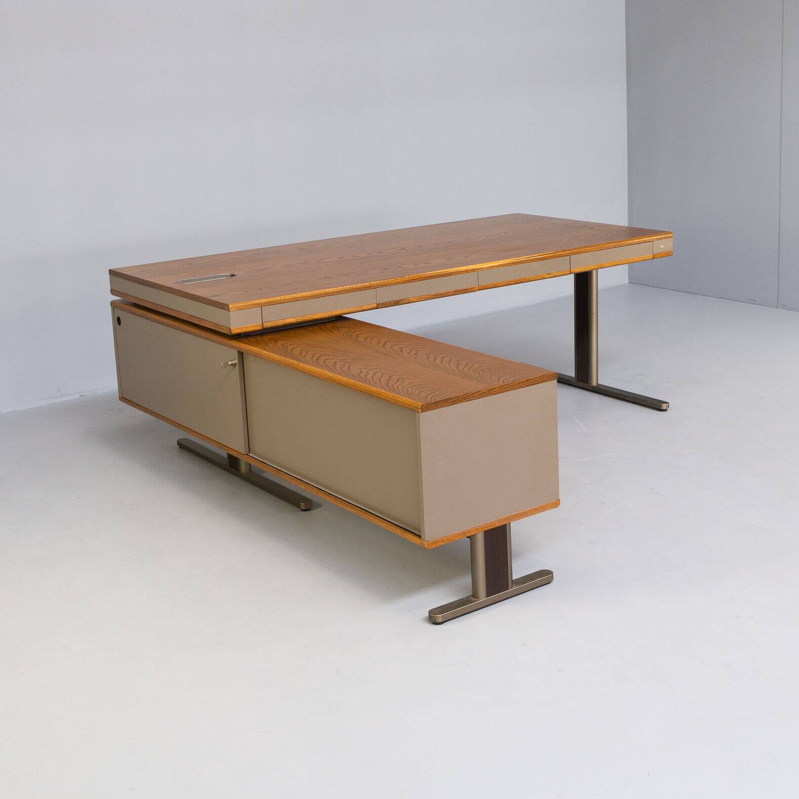 70s executive writing desk with side cabinet