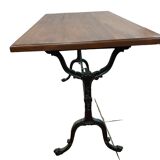 oak coffee table and cast iron base