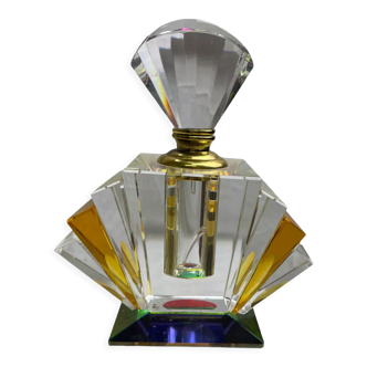 Empty art deco perfume bottle in amber crystal