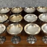 Christofle France: Beautiful set of 12 quality silver metal ice cream cups