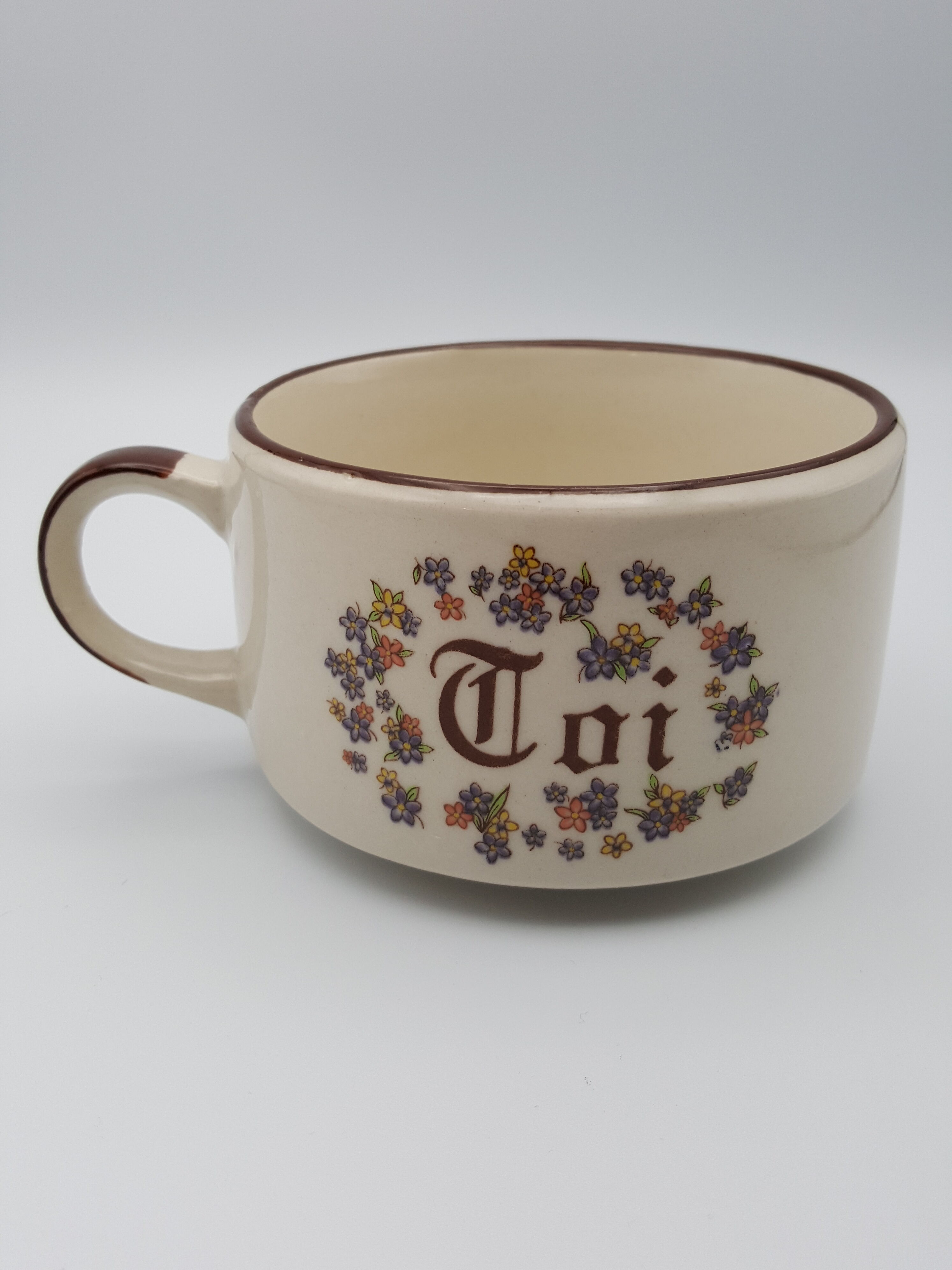 Head to head breakfast sandstone floral decoration you and me cup and saucer