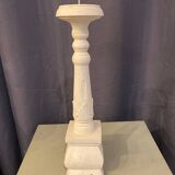 Large table candle holder candlestick in white patina wood for round candle