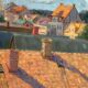 Large Original Swedish Oil on Panel – "Urban Landscape" by Wilhelm Matton – Signed – Dated 1947 – Framed – 83 × 73 cm (32.7 in × 28.7 in)