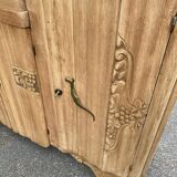 Renovated vintage art deco Parisian sideboard in solid wood and pink marble 160cm