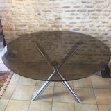 Vintage table roche bobois chrome and glass