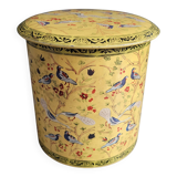 Cylindrical iron box - Birds on yellow background