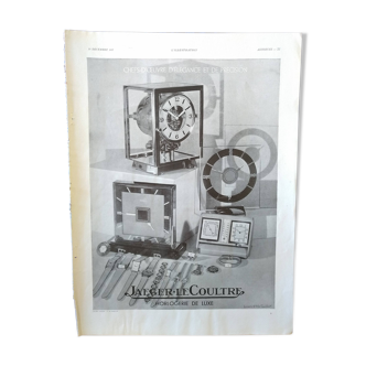 A paper advertisement from a period magazine from 1937 luxury watchmaking jaeger-le coultre