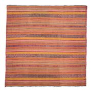 Vintage Turkish Hand-Knotted Wool Cotton Orange Kilim Area Rug 151x153