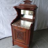Bedside table, mahogany, marble top and mirror.