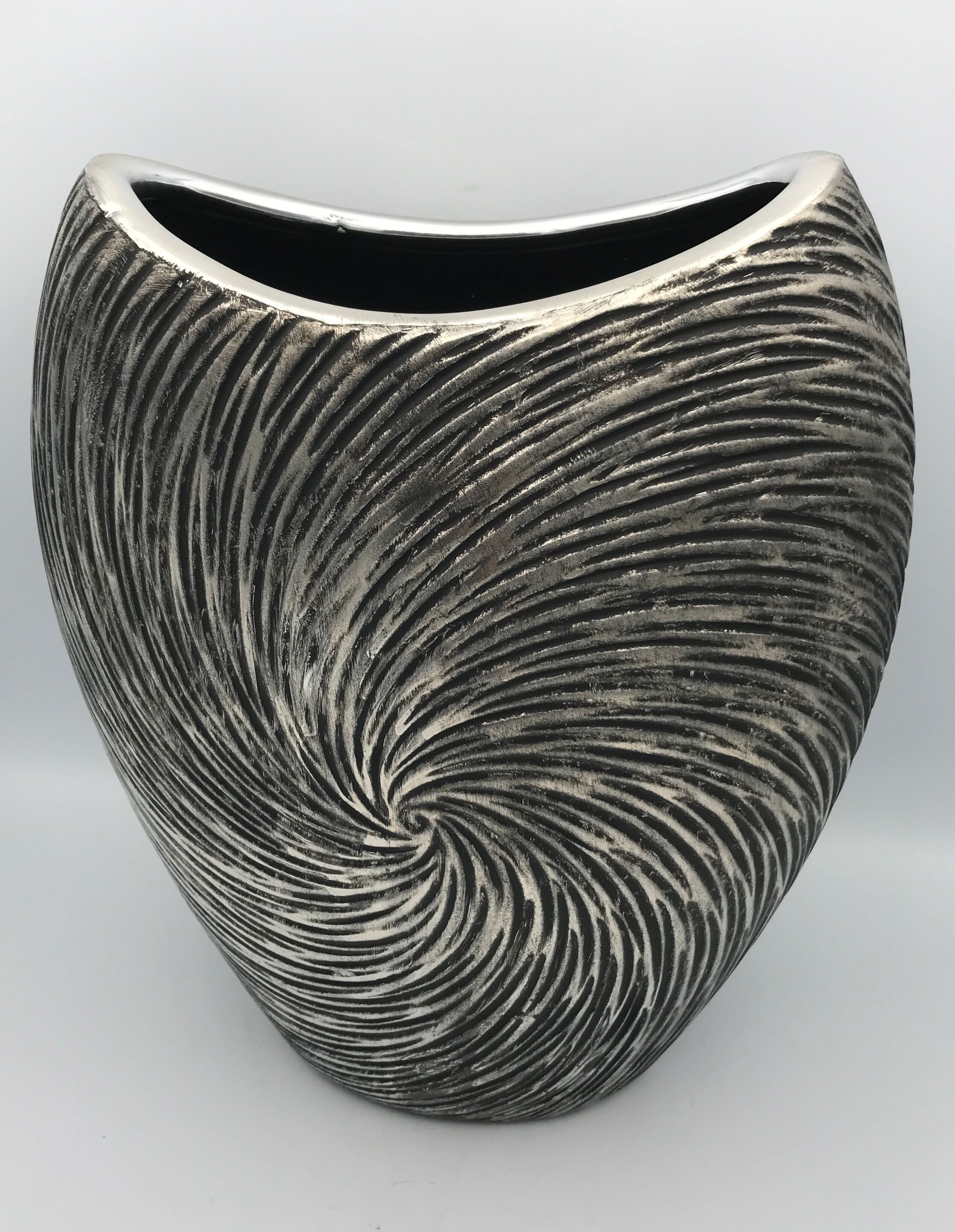 Vase in ceramic form and silver modernist effects 26.5 cm