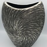 Vase in ceramic form and silver modernist effects 26.5 cm