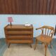 compass leg commode, wicker, vintage