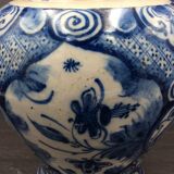 Delfts dutch workshop the peacock xviii earthenware vase restored - antique vase 18thc