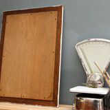 Large mercury mirror, oak frame 59x82cm