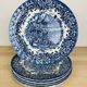 6 plates blue iron earth Royal Tudor model 17th century England ironstone