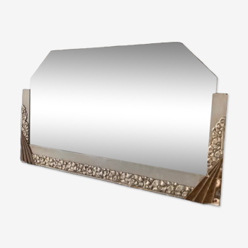 Art deco mirror in gold and silver wood, 58x35 cm