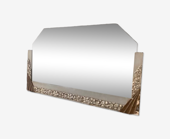 Art deco mirror in gold and silver wood, 58x35 cm