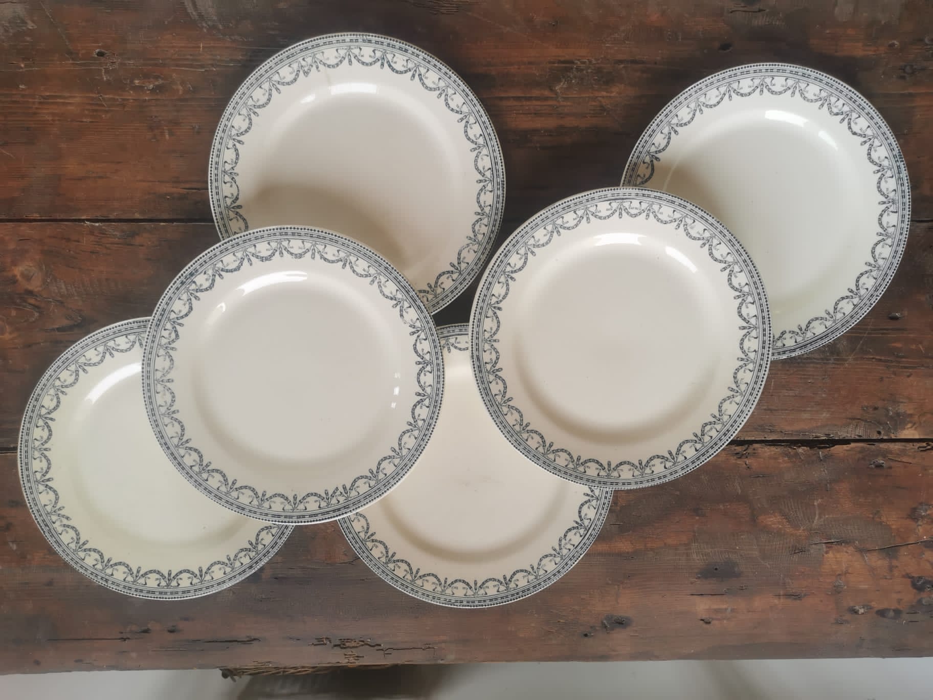 Serving of 6 plates in iron earth, Salins