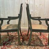 Pair of Louis XVI armchairs with re-edging and caning