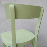 Old bistro chair green curved wood