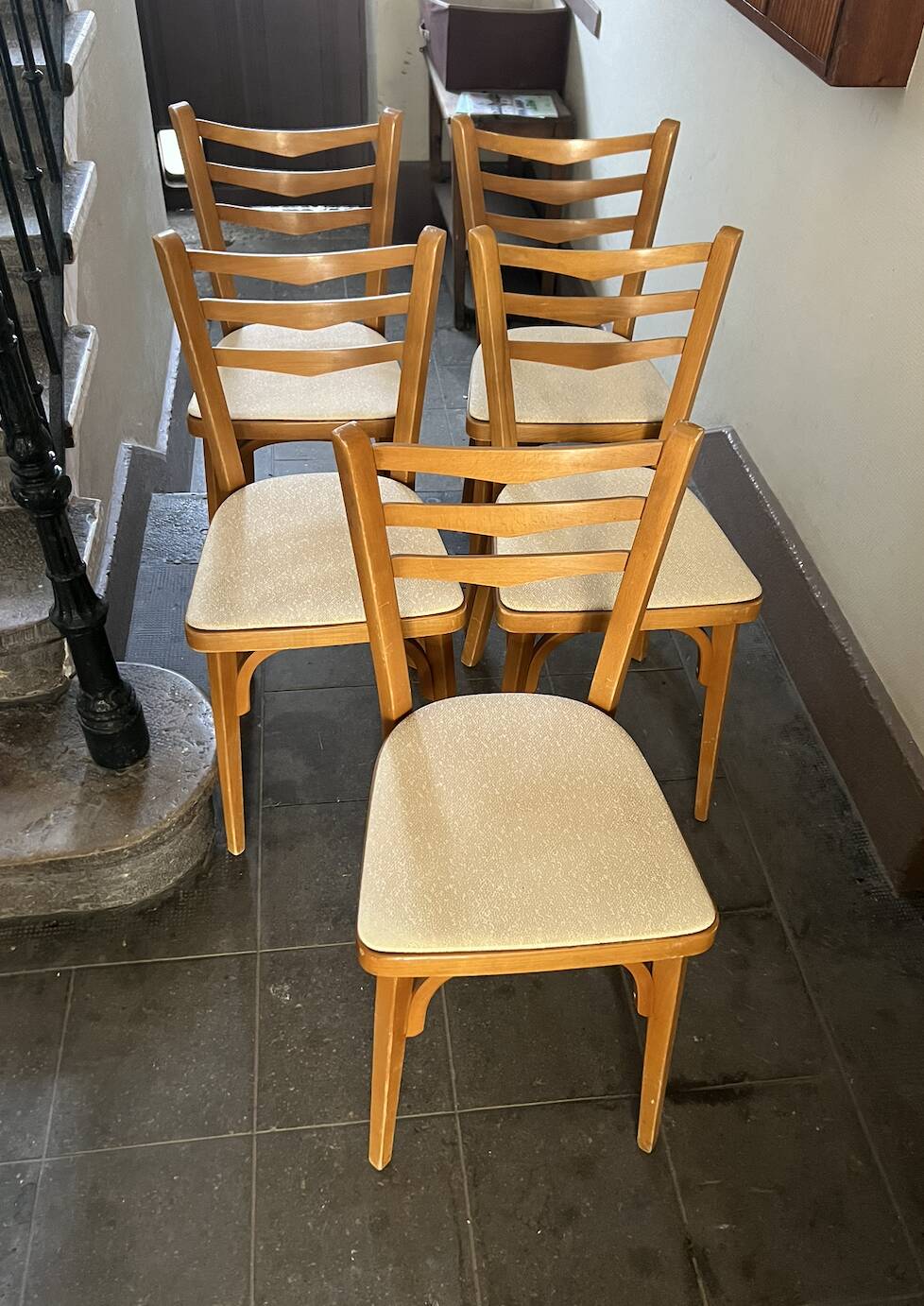 Chaises Baumann Bistrot Vintage Skaï Blanc