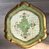 Old wooden tripod table in Venetian style