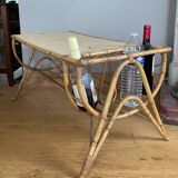 Vintage wicker rattan coffee table from the 1960s/70s (delivery possible)