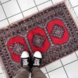 Vintage carpet Uzbek Bukhara handmade 63cm x 103cm 1970s