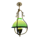 Lustre Suspension Art Nouveau - Green Opaline and Brass - Belle Époque Style