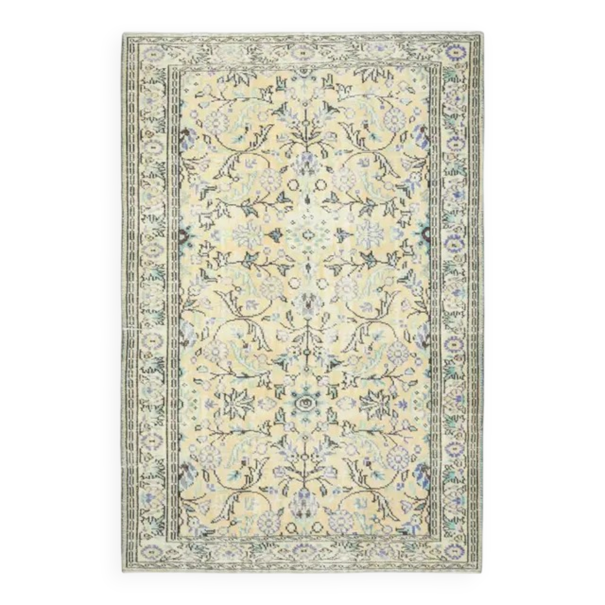 Vintage Turkish Oushak Handmade Wool Cotton Orange Area Rug 185x279