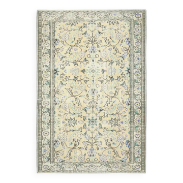 Vintage Turkish Oushak Handmade Wool Cotton Orange Area Rug 185x279
