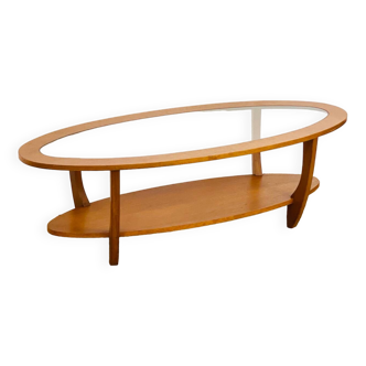 Scandinavian oval teak coffee table