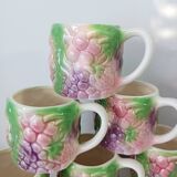 Set of 6 cups + teapot in slip