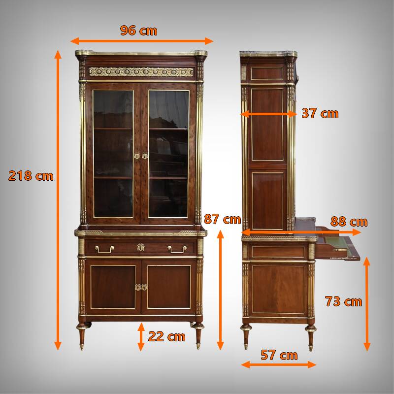 Mahogany Library Scriban, Louis XVI style – Mid-19th century