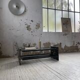 Coffee table year 80 Italian marble and glass