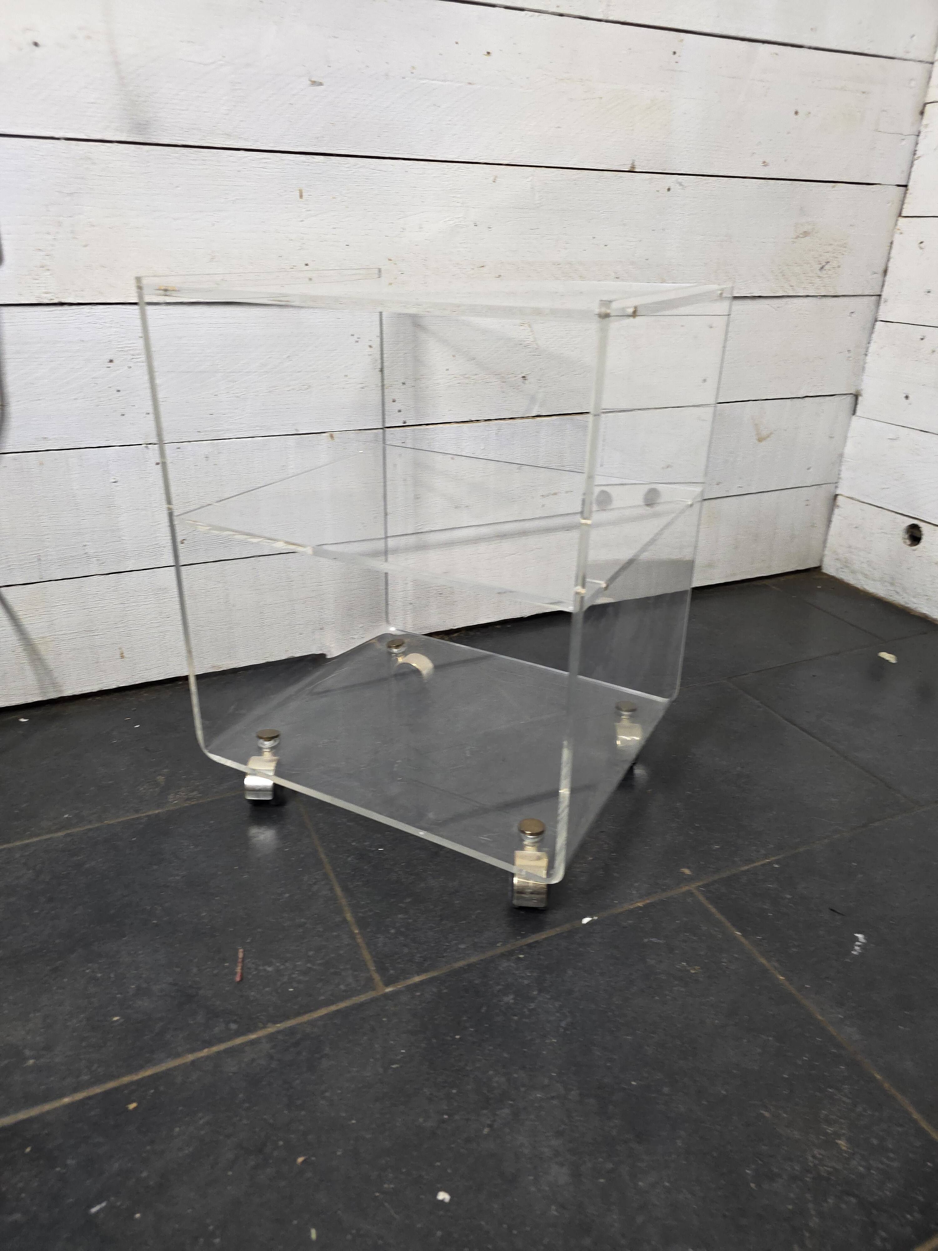 1970s Plexiglas Bedside Table