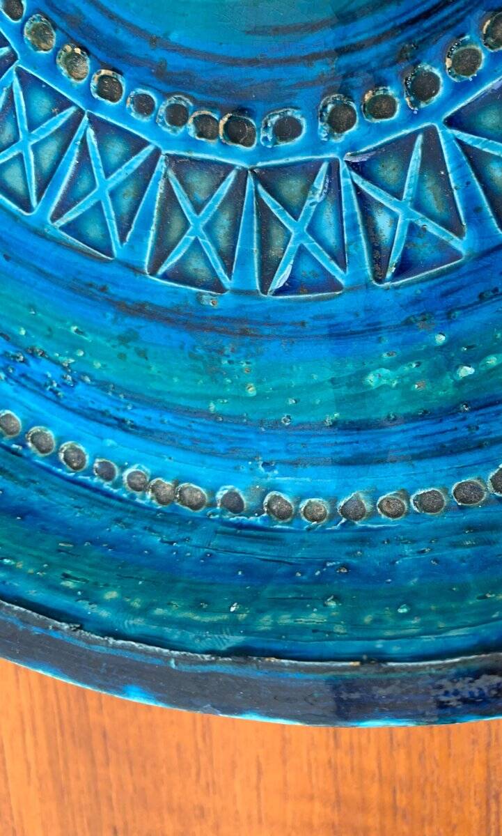 Large blue pottery bowl Rimini by Aldo Londi for Bitossi, Italy, 1960s.